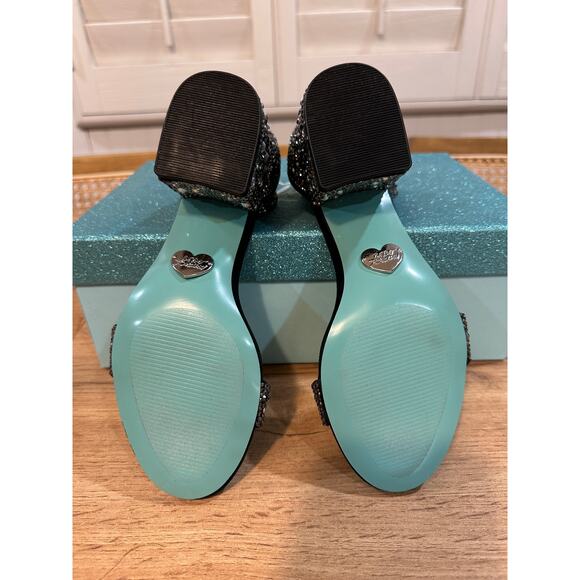 Betsey Johnson Blue SB-Mari Dressy Heels Black Rhinestones Size 5 Wide NIB - Picture 12 of 14